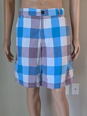 Lululemon Shorts Men's Size 38 Kahuna Plaid Chino Golf Colorful Blue White Black